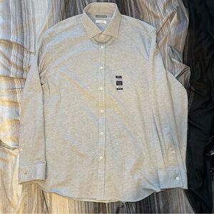 NWOT Michael Kors Grey Collared Slim Fit Button Down Shirt US Men’s Size Large